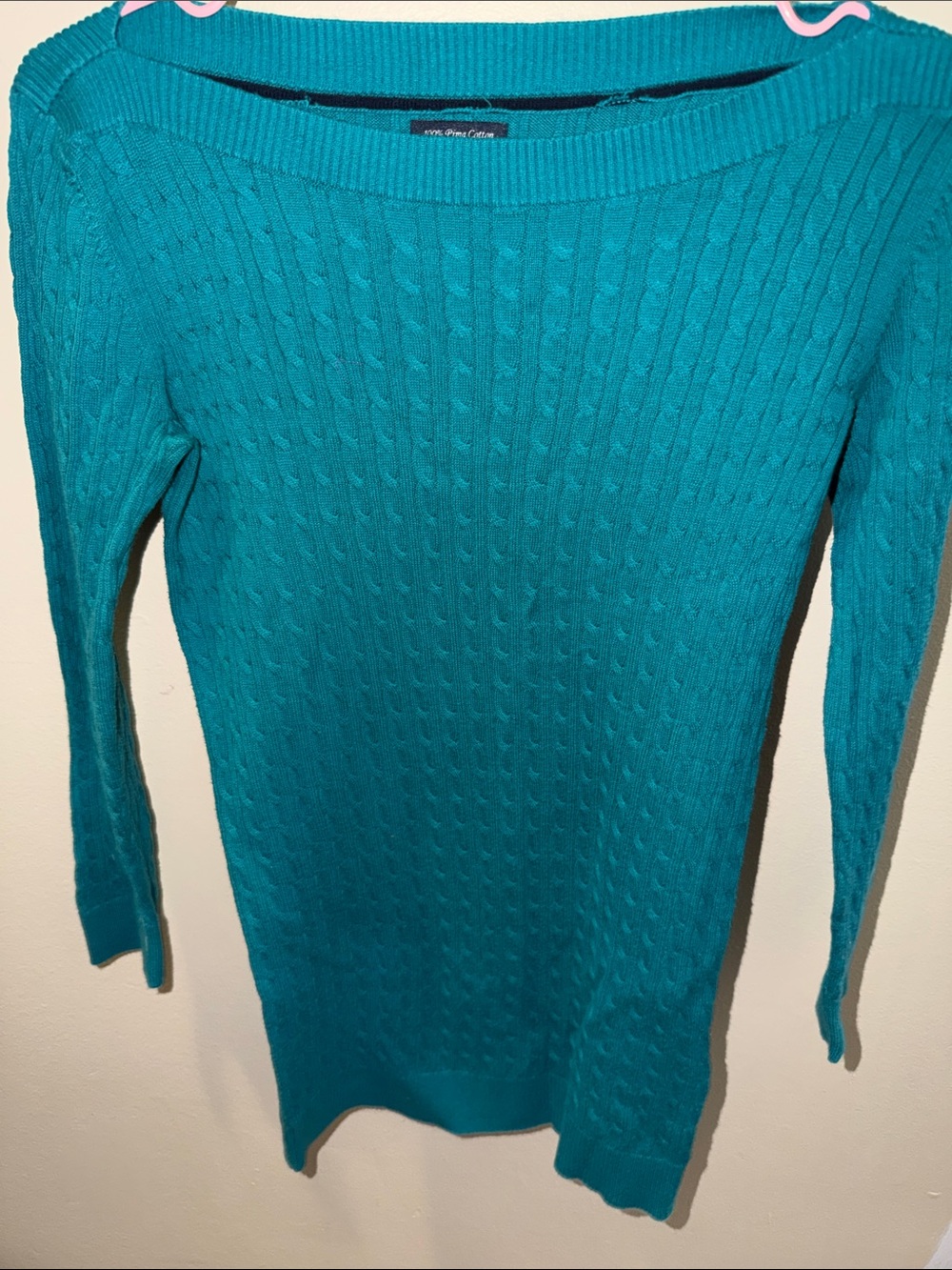 Tommy-Womenβs Teal Cable-Knit Sweater - Classic Boatneck